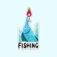 Beautiful fish stickers on colorful background for fishing lovers vector