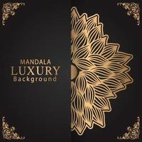 luxury mandala golden with a black background elegant design for anniversary invitation henna vector