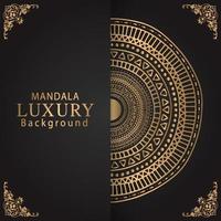 luxury mandala golden with a black background elegant design for anniversary invitation henna vector