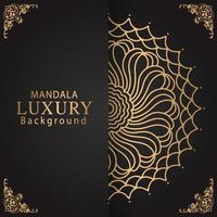 luxury mandala golden with a black background elegant design for anniversary invitation henna vector