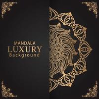 luxury mandala golden with a black background elegant design for anniversary invitation henna vector