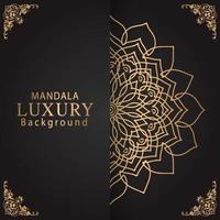 luxury mandala golden with a black background elegant design for anniversary invitation henna vector