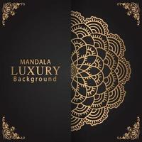 luxury mandala golden with a black background elegant design for anniversary invitation henna vector