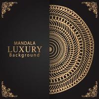 luxury mandala golden with a black background elegant design for anniversary invitation henna vector