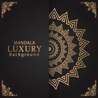 luxury mandala golden with a black background elegant design for anniversary invitation henna vector