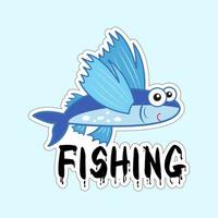 Beautiful fish stickers on colorful background for fishing lovers vector