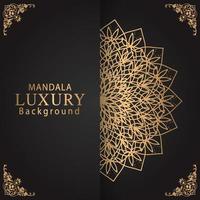 luxury mandala golden with a black background elegant design for anniversary invitation henna vector