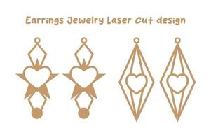 Valentines Earrings Jewelry Laser Cut design vector