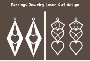 diseño de corte láser de joyería de aretes de san valentín vector