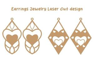 Valentines Earrings Jewelry Laser Cut design vector