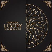 luxury mandala golden with a black background elegant design for anniversary invitation henna vector