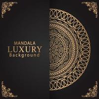 luxury mandala golden with a black background elegant design for anniversary invitation henna vector