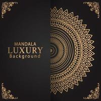 luxury mandala golden with a black background elegant design for anniversary invitation henna vector