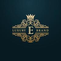 Luxury Gold E Letter Logo. Luxury Logo Initial Letter E Design vector