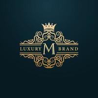 Luxury Gold M Letter Logo. Luxury Logo Initial Letter M Design vector