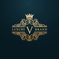 Luxury Gold V Letter Logo. Luxury Logo Initial Letter V Design vector