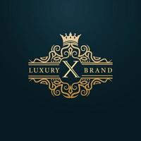 Luxury Gold X Letter Logo. Luxury Logo Initial Letter X Design vector