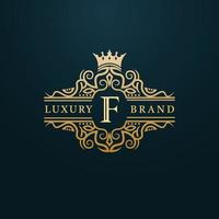 Luxury Gold F Letter Logo. Luxury Logo Initial Letter F Design vector