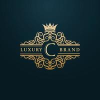 Luxury Gold C Letter Logo. Luxury Logo Initial Letter C Design vector