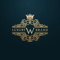 Luxury Gold W Letter Logo. Luxury Logo Initial Letter W Design vector