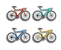 Set of paper sticker bundles with racing bike icons vector