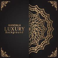 luxury mandala golden with a black background elegant design for anniversary invitation henna vector