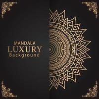 luxury mandala golden with a black background elegant design for anniversary invitation henna vector