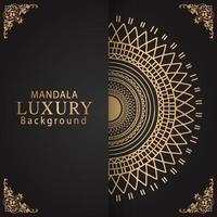 luxury mandala golden with a black background elegant design for anniversary invitation henna vector