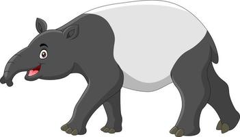 feliz, tapir, caricatura, aislado, blanco, plano de fondo vector