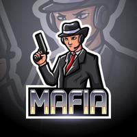 diseño de la mascota del logotipo de mafia esport vector