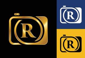 Initial R monogram letter with a camera icon. Logo for photography business, and company identity vector