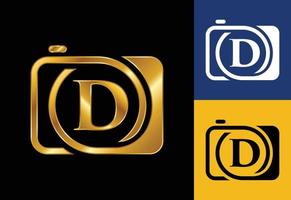 Initial D monogram letter with a camera icon. Logo for photography business, and company identity vector