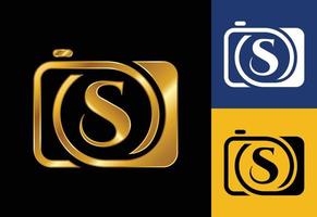 Initial S monogram letter with a camera icon. Logo for photography business, and company identity vector