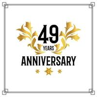 49th anniversary logo, luxurious golden and black color vector design celebration.