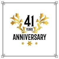 41st anniversary logo, luxurious golden and black color vector design celebration.