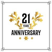 21st anniversary logo, luxurious golden and black color vector design celebration.