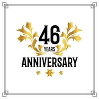 46th anniversary logo, luxurious golden and black color vector design celebration.