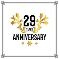 29th anniversary logo, luxurious golden and black color vector design celebration.