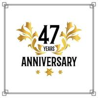 47th anniversary logo, luxurious golden and black color vector design celebration.
