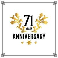 71st anniversary logo, luxurious golden and black color vector design celebration.