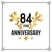 84th anniversary logo, luxurious golden and black color vector design celebration.