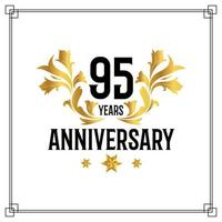 95th anniversary logo, luxurious golden and black color vector design celebration.