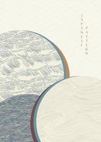 Hand drawn ocean sea background with Japanese wave pattern vector. Geometric banner design in vintage style. vector
