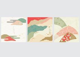 Japanese pattern with natural element vector. Abstract art in Asian style banner design. vector