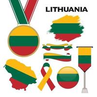 Elements Collection With The Flag of Lithuania Design Template vector