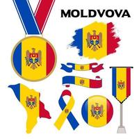 colección de elementos con la plantilla de diseño de la bandera de moldavia vector