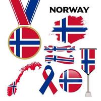 colección de elementos con la plantilla de diseño de la bandera de noruega vector