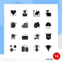 16 Universal Solid Glyphs Set for Web and Mobile Applications coin home spa mirror gesture Editable Vector Design Elements