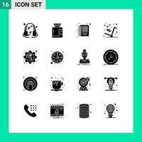 Solid Glyph Pack of 16 Universal Symbols of configure phone business love get Editable Vector Design Elements