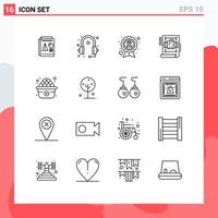 Set of 16 Modern UI Icons Symbols Signs for plan architecture service disease ribbon Editable Vector Design Elements